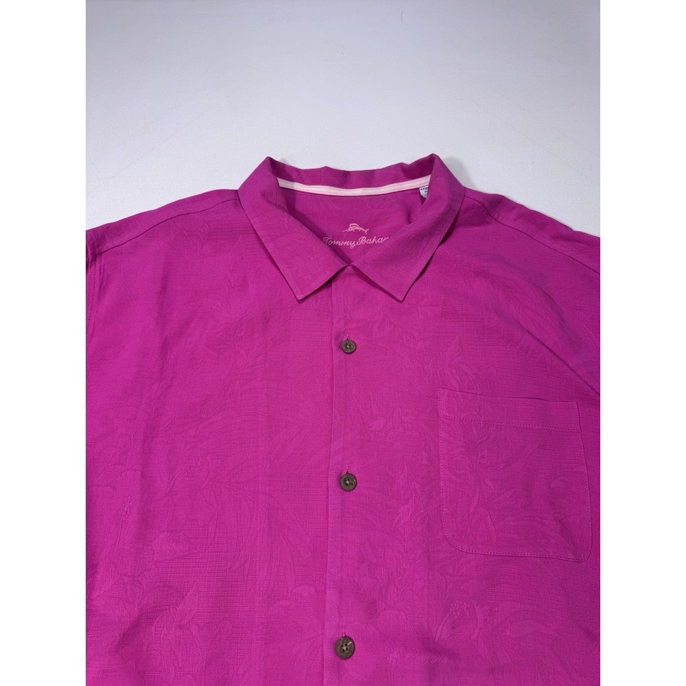 Tommy Bahama Men’s 3XL 100% Silk Button Down Shirt Pink Loop Collar Vacation